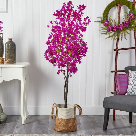 6ft. Artificial Bougainvillea Tree with Basket